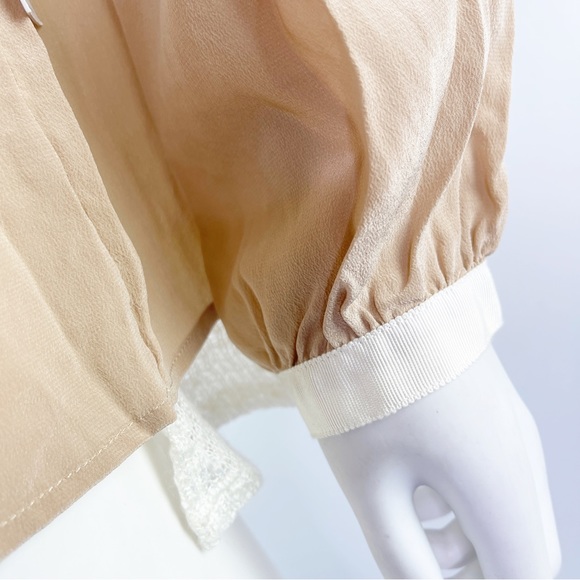 NEW Sjobeck Sand Tan AMAL Long Sleeve Keyhole Blouse with Split Back - Picture 4 of 12